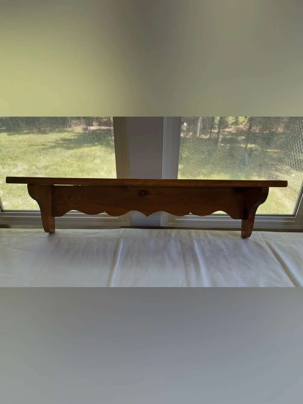 Vintage Honey Brown Wooden Wall Display Shelf 30”